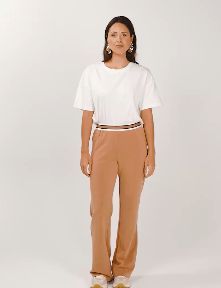 Modal Fancy Wide Trouser - Teal Poppy