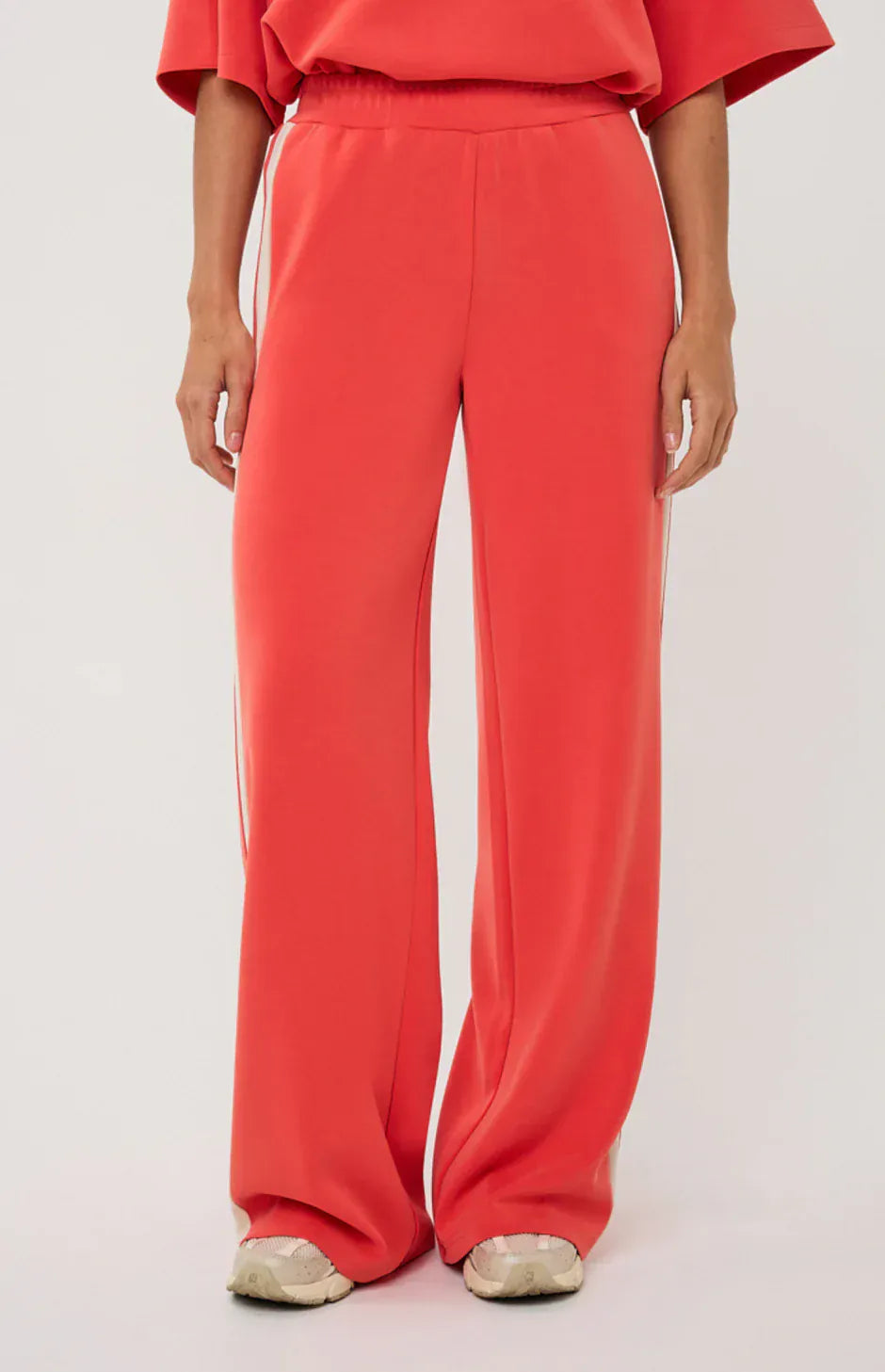 Broek Wide Stripe Modal Pants - Teal Poppy