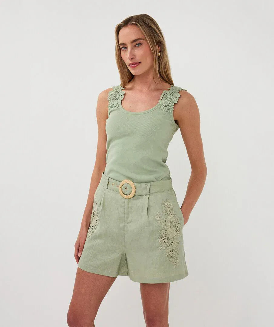 Esqualo Lucia belted shorts featuring a stylish design, with a comfortable fit and belt detail, ideal for casual summer wear.