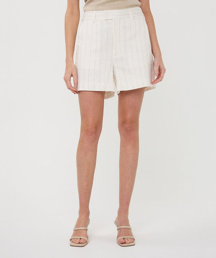 Off-white Hanna striped linen shorts by Esqualo, featuring a relaxed fit and lightweight fabric, perfect for warm weather.