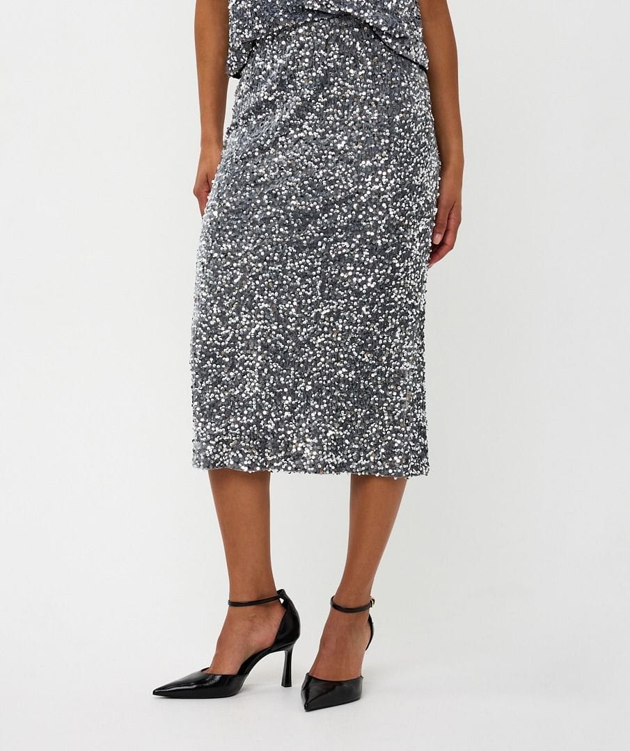 Esqualo Skirt Silver / XS Sequin Pencil Skirt