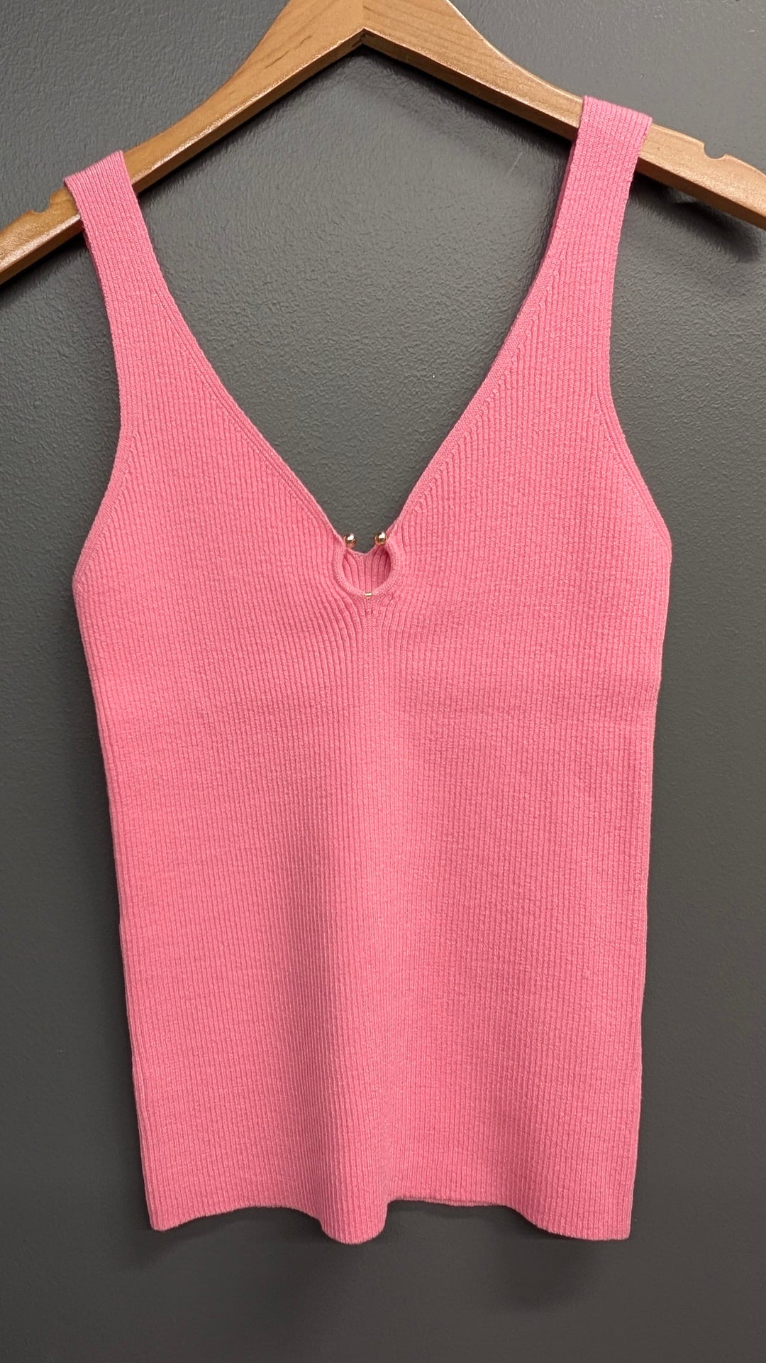 Esqualo Lyla Shimmer Tank top in azalea pink, lightweight sleeveless tank with a shimmering finish, perfect for casual wear.
