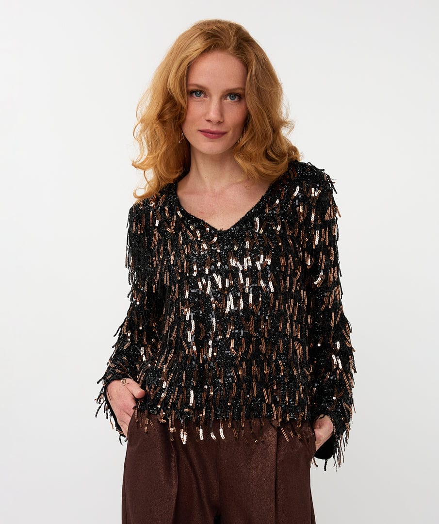 Esqualo Top Black / XS Diane Fringes Top