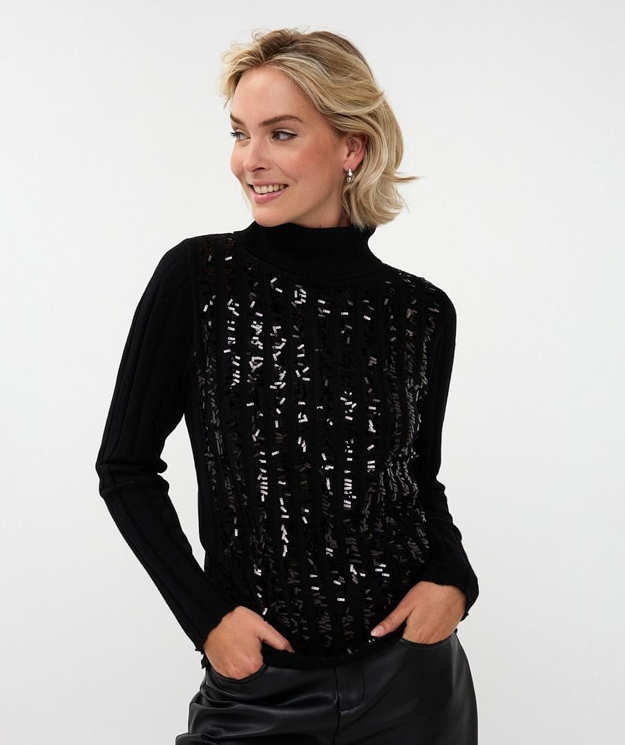 Esqualo Top Black / XS Dini Sequin Strip Top