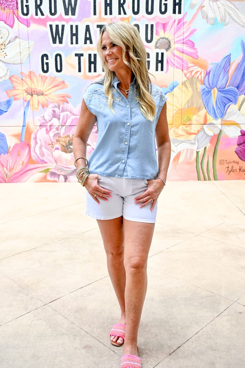 Esqualo Hailey embroidered top featuring intricate embroidery and lightweight fabric, stylish and perfect for casual wear.