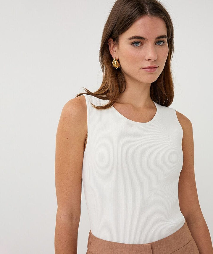 Esqualo Top Jenna Sleeveless Rib Sweater Top