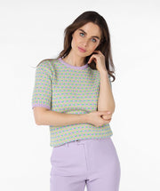 Esqualo Top Multi Color / XS Sweater R-neck Block Jacquard
