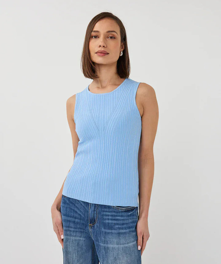 Esqualo Top Pacific Blue / XS Sleeveless V-Detail Sweater Top