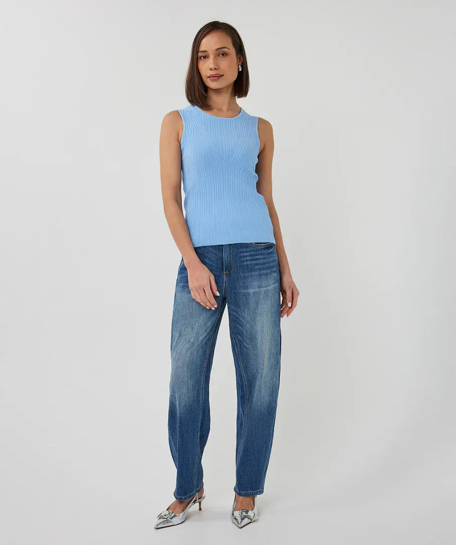 Esqualo Top Sleeveless V-Detail Sweater Top