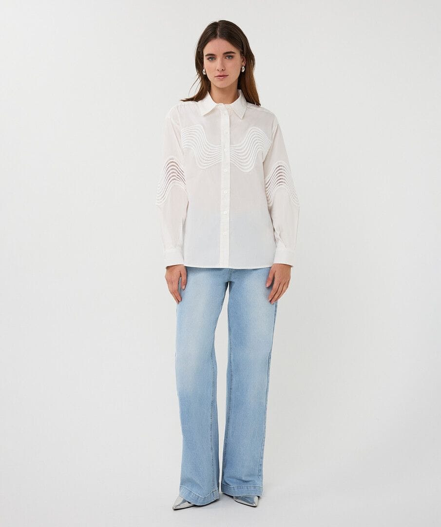Esqualo Top Wavy Lace Poplin Top