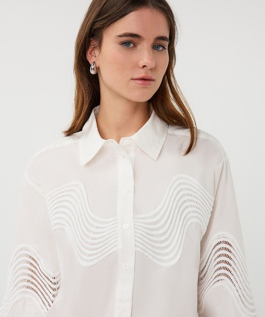 Esqualo Top Wavy Lace Poplin Top