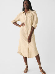Faherty Dress Golden Sun Stripe / XS Linen Laguna Midi Dress