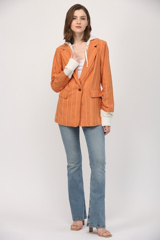 Fate Blazer Muted Orange / Small Jazmon Striped Blazer