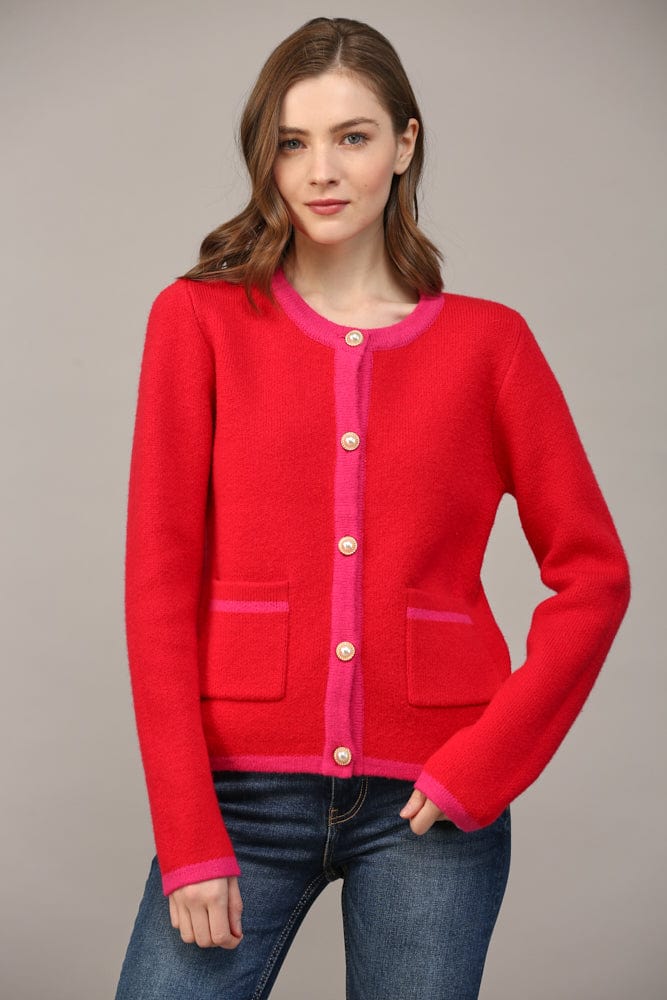 Fate Cardigan Red / Hot Pink / S Amira Colorblock Cardi