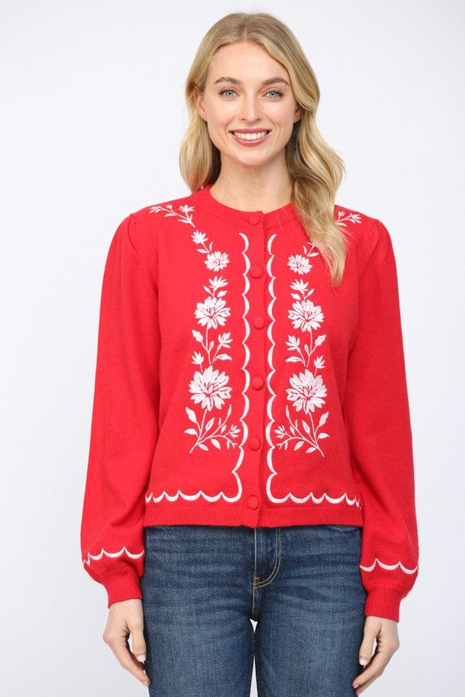 Fate Cardigan Red / S Lilian Embroidered Cardi
