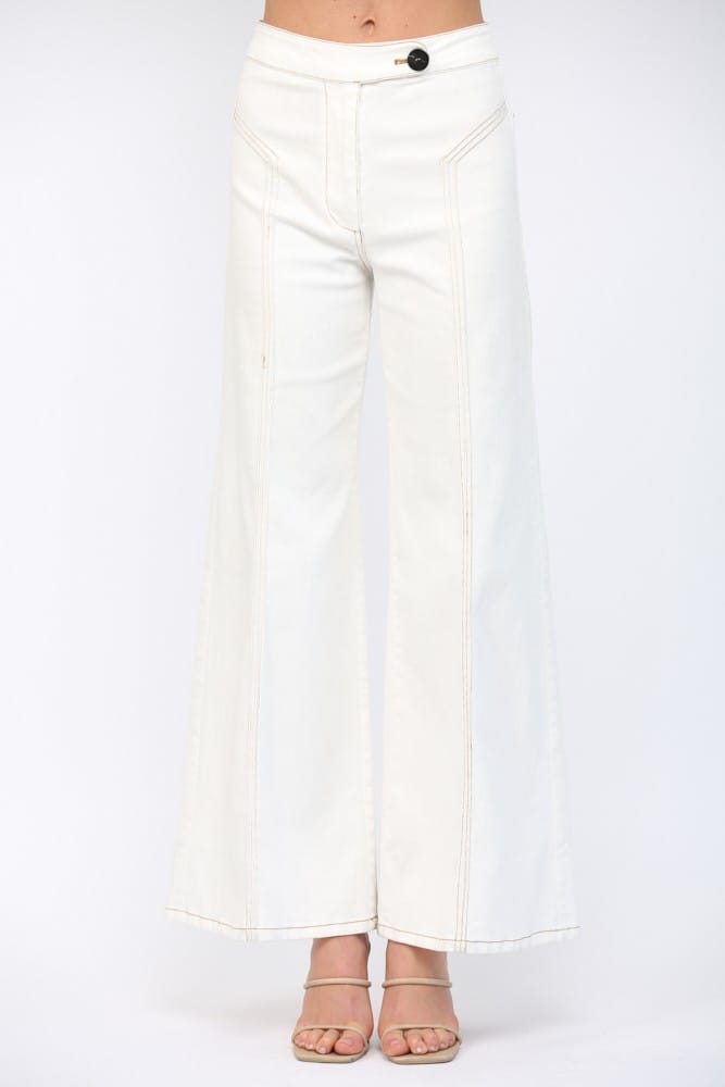 Fate Denim Cream / S Joy Contrast Flare Pants