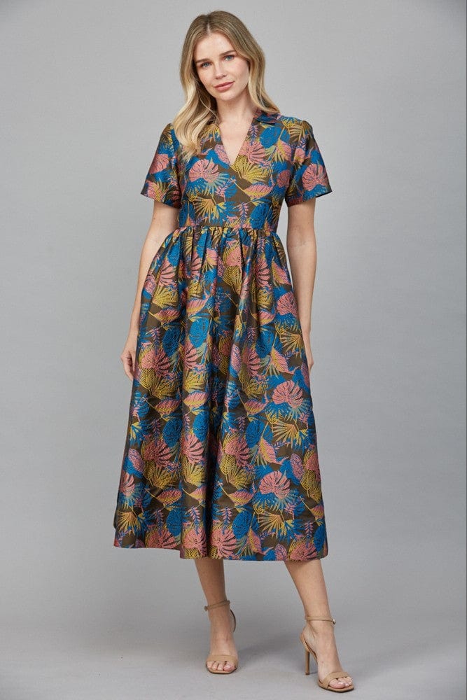 Fate Dress Army Green Multi / S Rylee Jacquard Midi Dress
