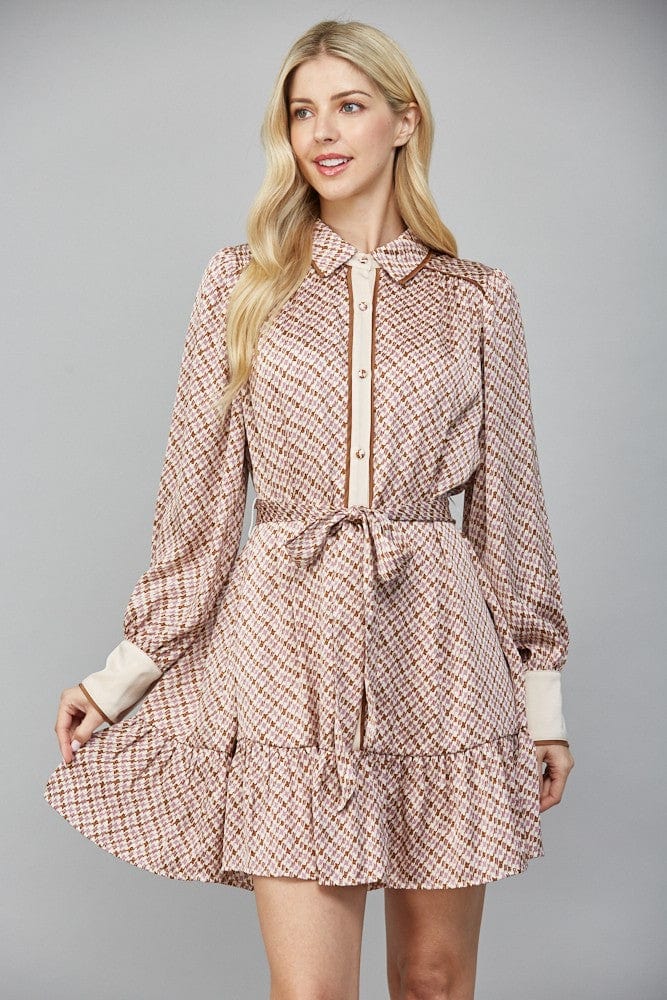 Fate Dress Beige Combo / S Taylor Geo Print Shirt Dress