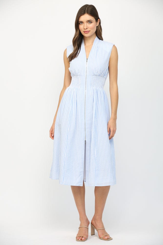 Fate Dress Blue / White / S Reina Striped Front Zip Dress