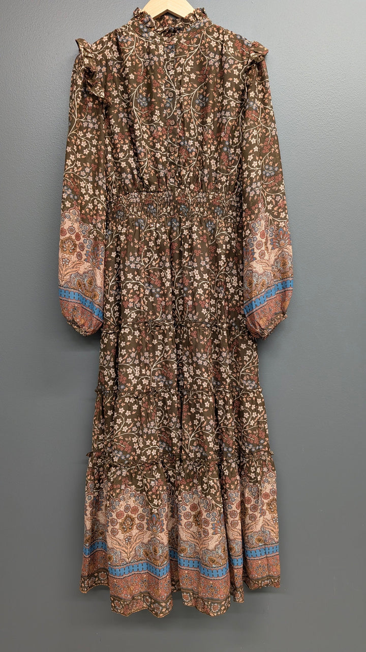 Fate Dress Brown Multi / S Millie Chiffon Tiered Dress