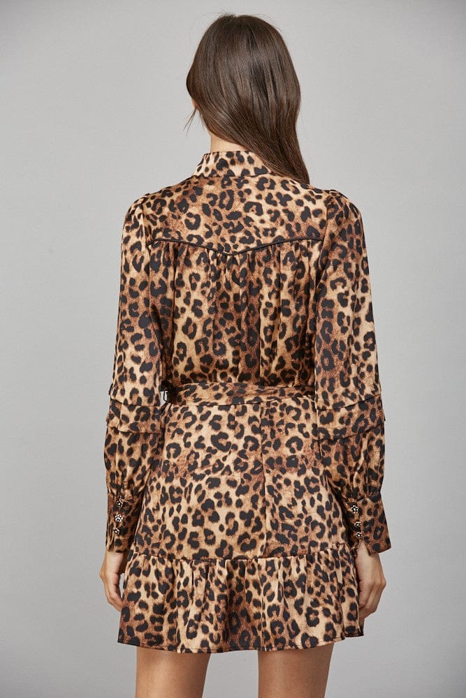 Fate Dress Celine Leopard Tie Waist Dress