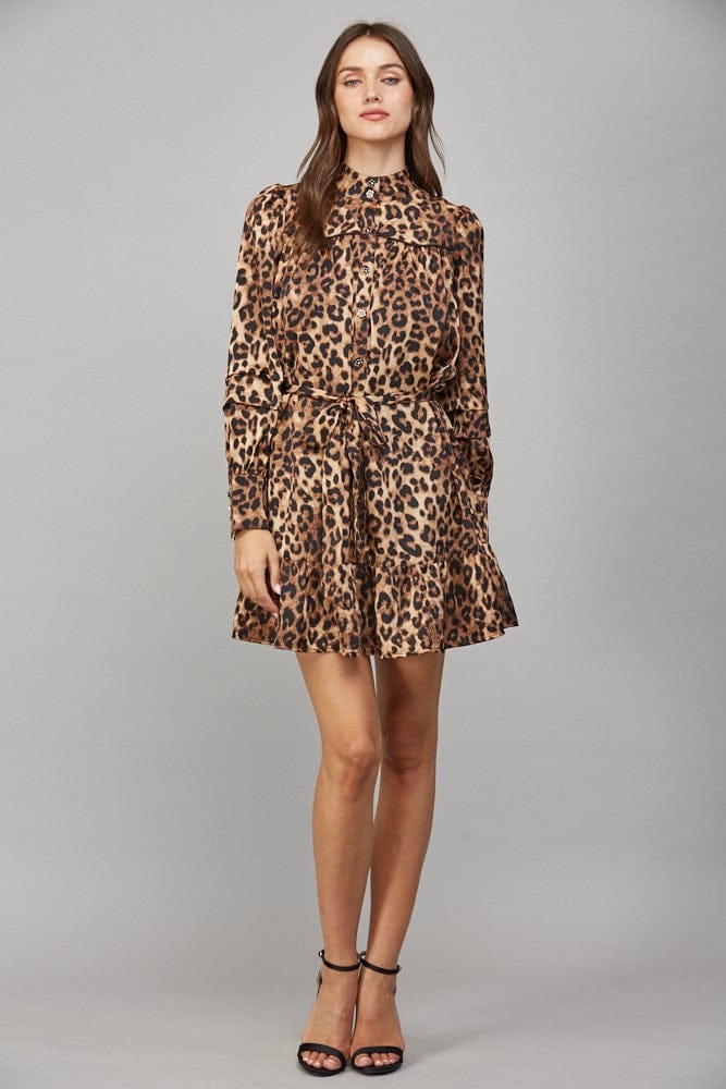 Fate Dress Celine Leopard Tie Waist Dress