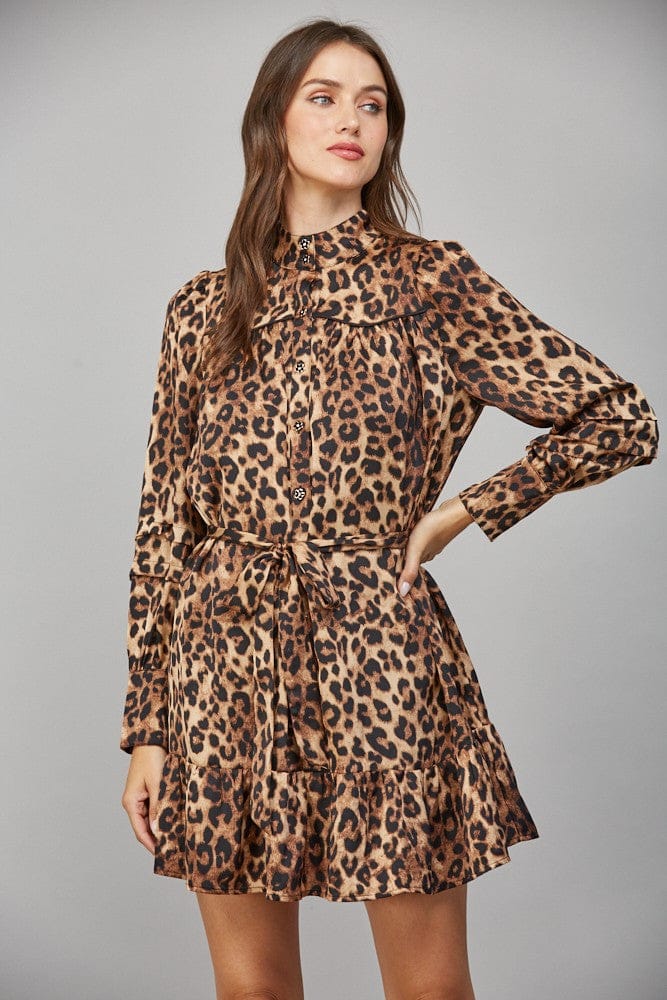 Fate Dress Celine Leopard Tie Waist Dress