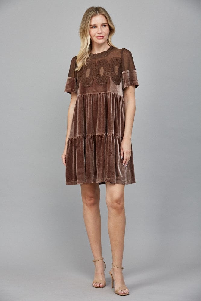 Fate Dress Choco Brown / S Victoria Lace Contrast Dress