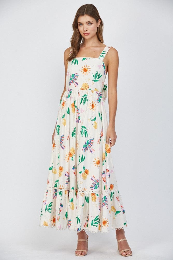 Fate Dress Cream Multi / S Alana Lace Trim Midi Dress