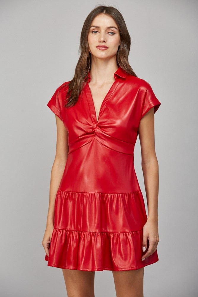 Fate Dress Crimson Red / S Grace Twisted Leather Dress