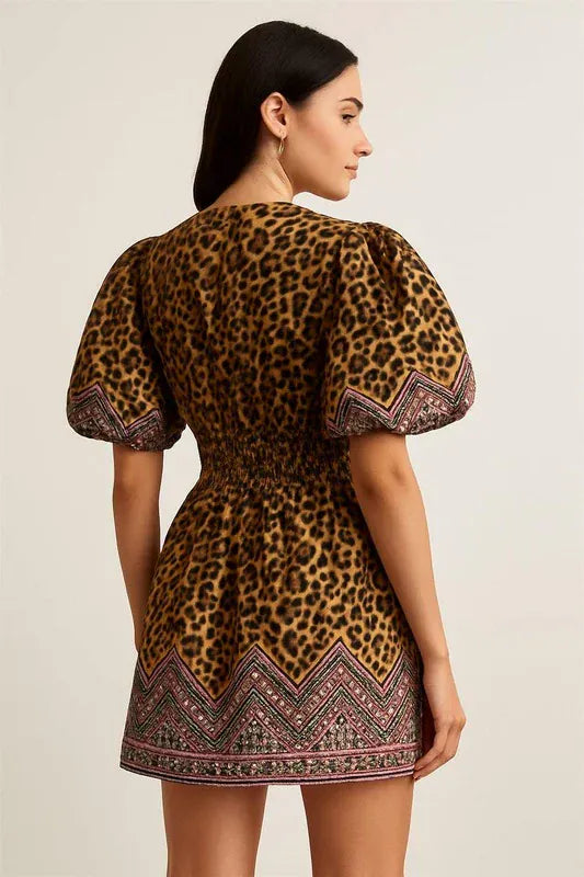 Fate Dress Gemma Leopard V-Neck Dress