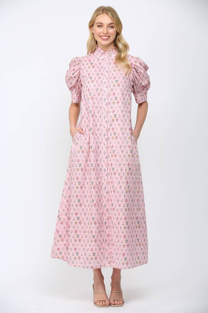 Fate Dress Pink Multi / S Piper Floral Button Down Dress