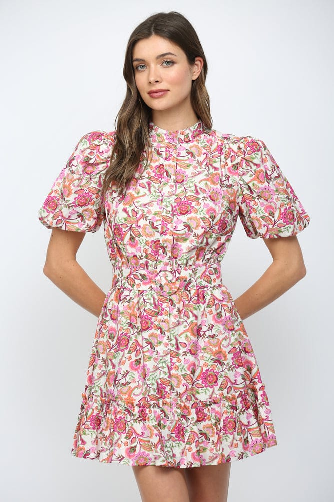 Fate Dress White Pink Multi / S Mariam Tiered Mini Dress