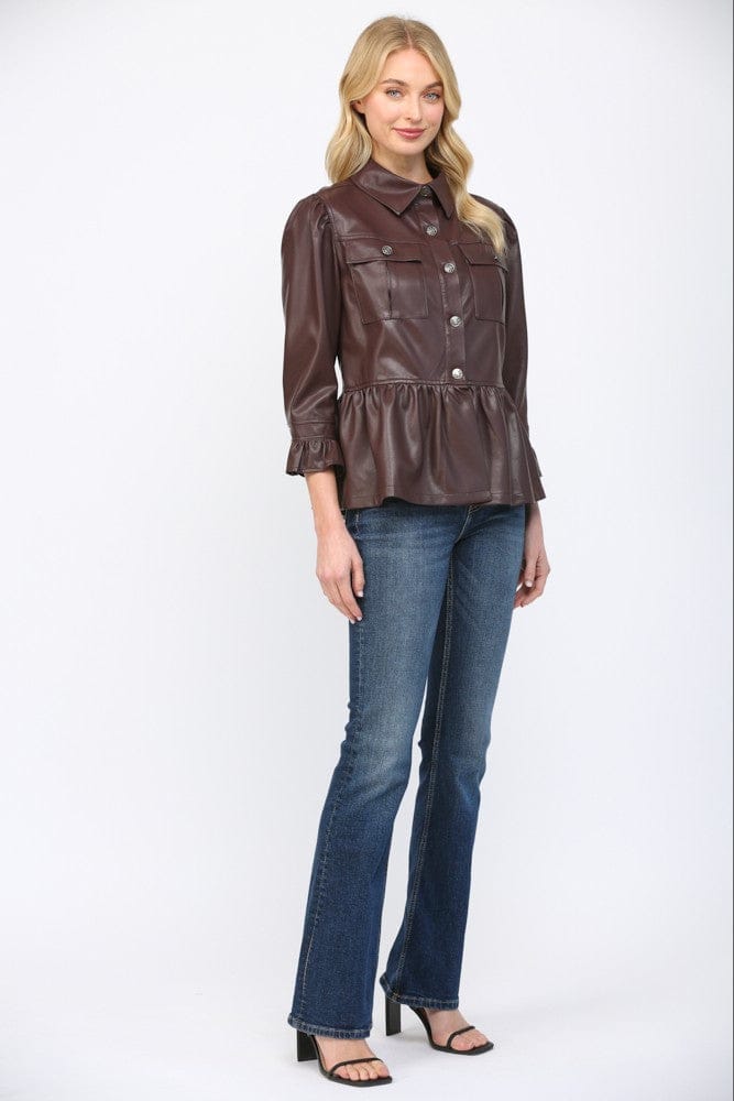 Parker Peplum Jacket - Teal Poppy