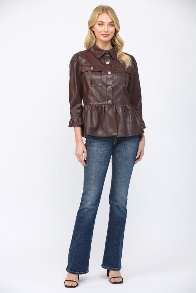 Parker Peplum Jacket - Teal Poppy