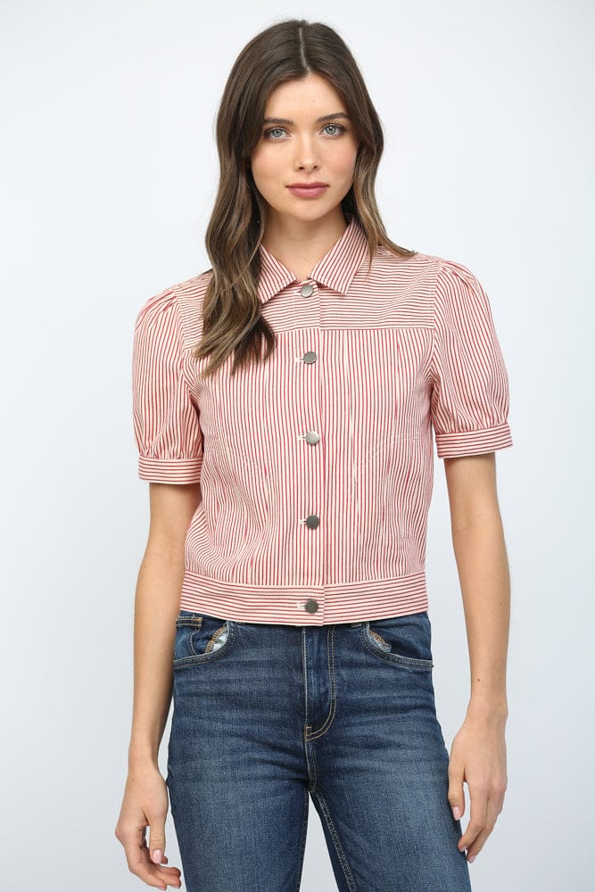 Fate Jacket Red / Cream / S Nalani Striped Crop Jacket