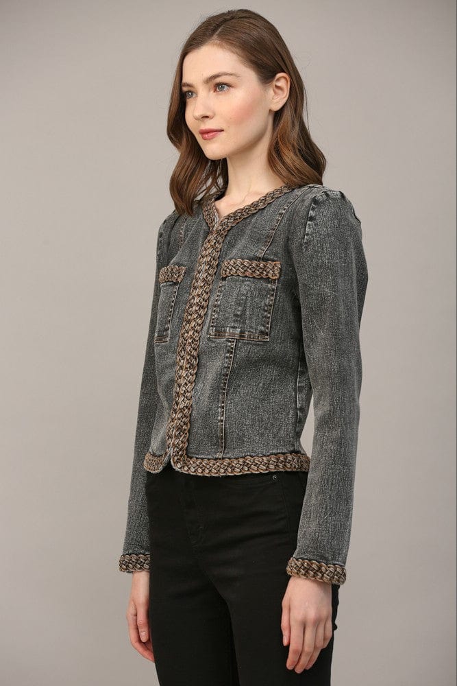 Fate Jacket Tia Braided Trim Jean Jacket