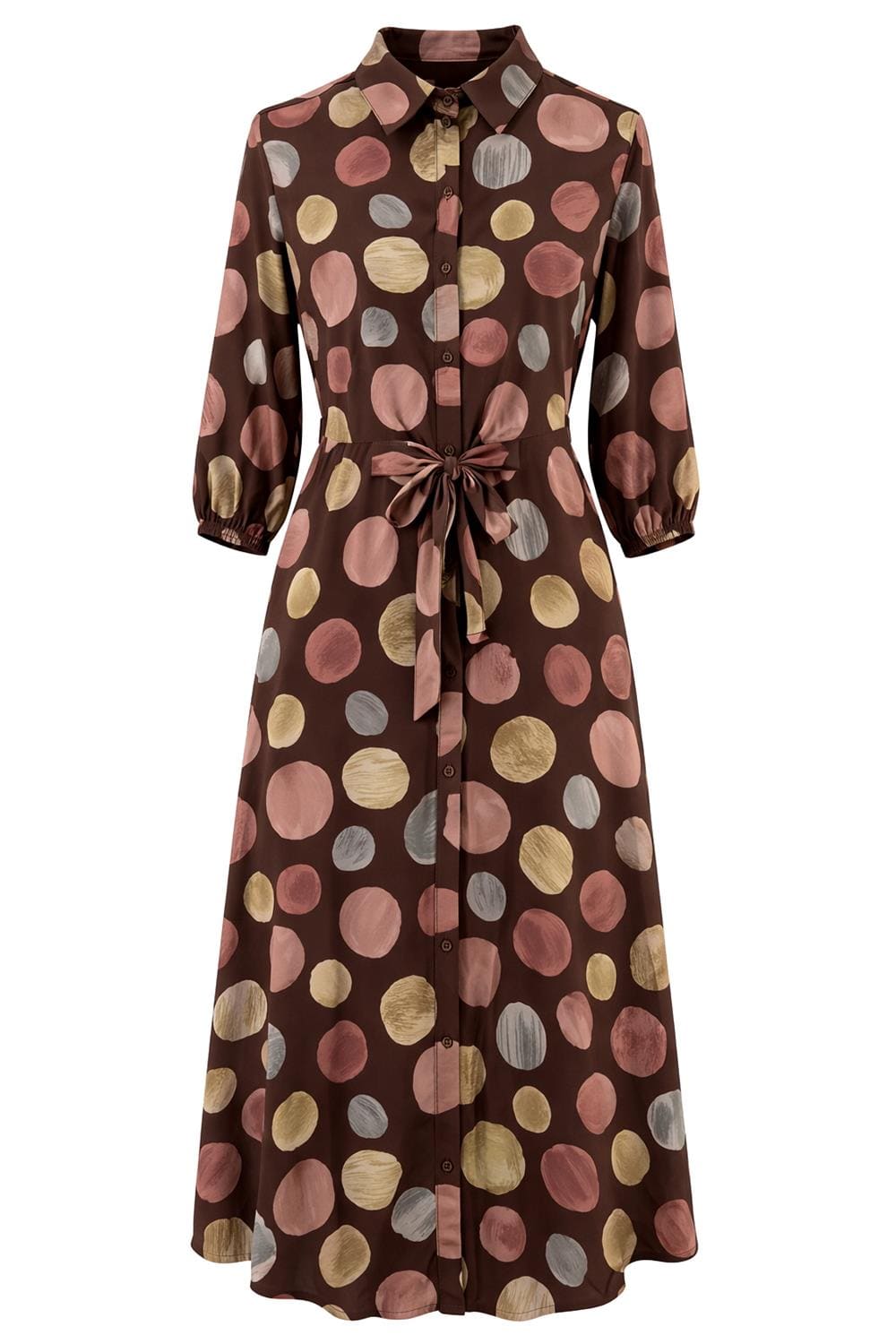 Fate Maxi Dress Brown Multi / S Gabriela Polka Dot Dress