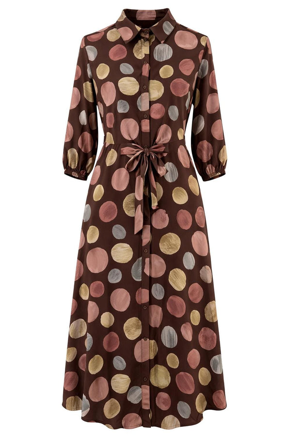 Fate Maxi Dress Brown Multi / S Gabriela Polka Dot Dress