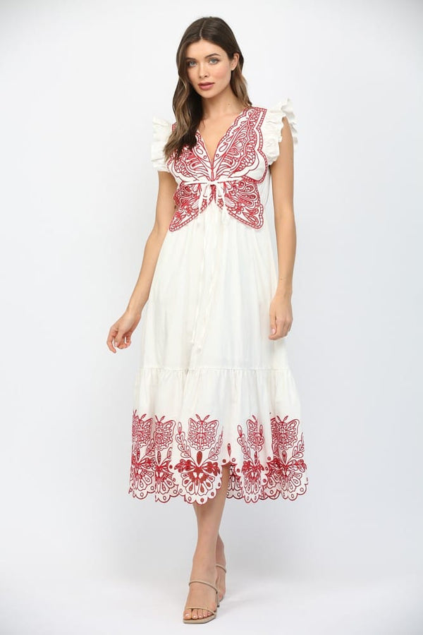 Fate Maxi Dress Off White / S Priscilla Embroidery Maxi Dress