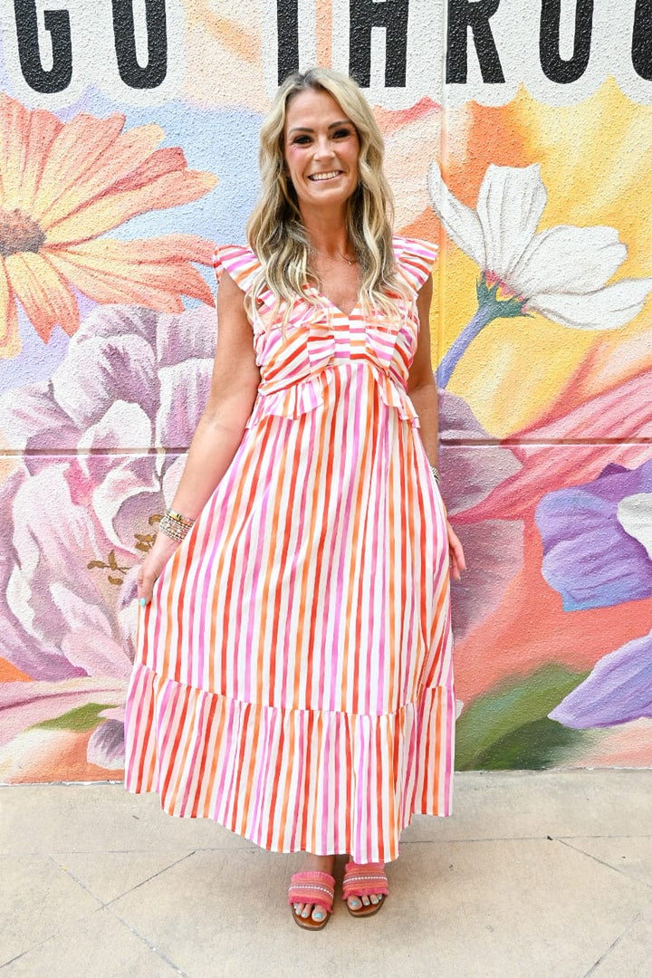 Fate Maxi Dress Romina Stripe V-Neck Dress