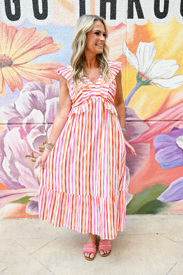 Fate Maxi Dress Romina Stripe V-Neck Dress
