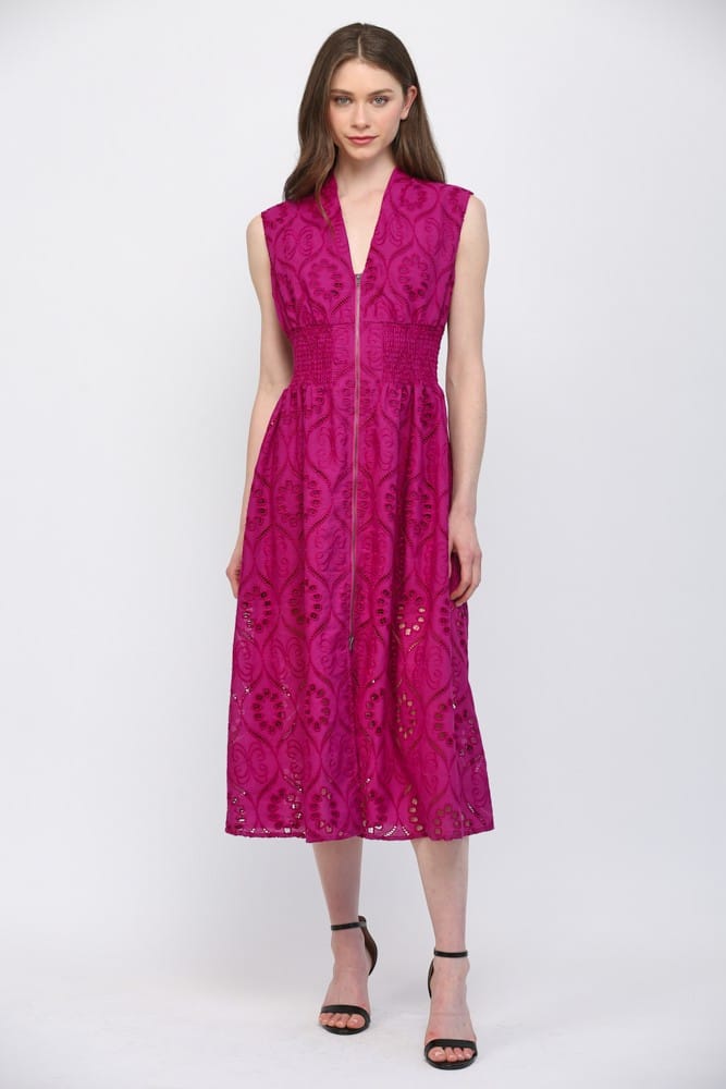 Fate Midi Dress Magenta / S Laila Eyelet Lace Midi Dress