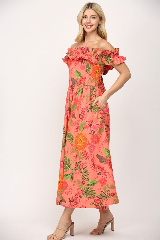 Fate Sophie ruffled cut-out midi dress featuring a fitted silhouette, ruffled details, and stylish cut-outs on the sides.