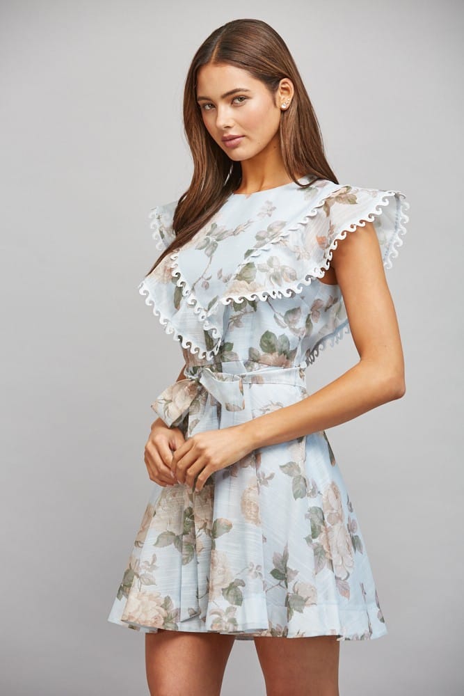 Fate Mini Dress Holly Wavy Lace Floral Dress
