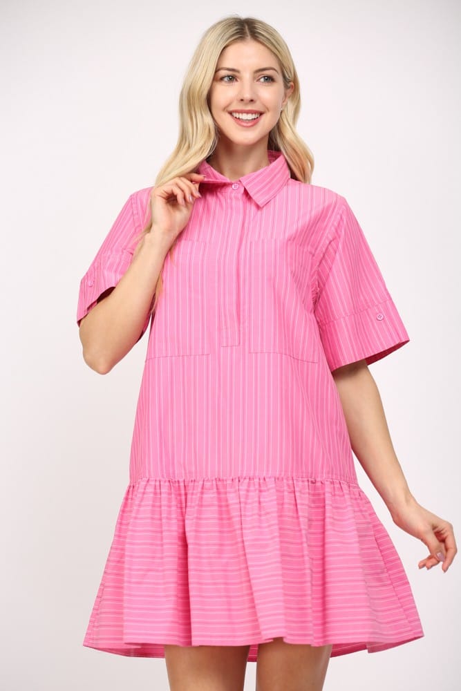 Bianca Stripe Poplin Dress Pink Multi / L