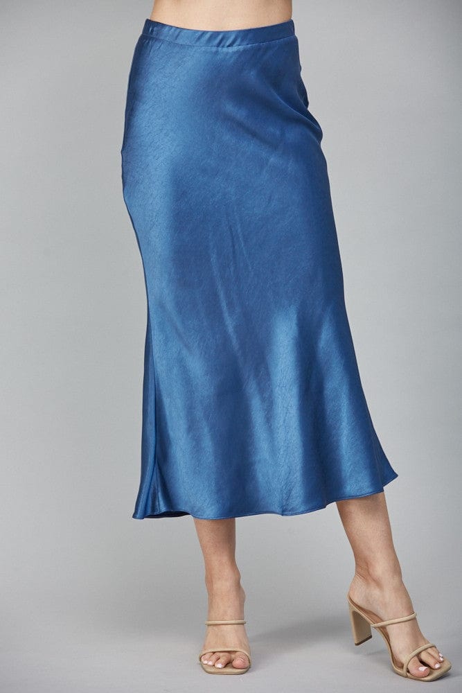 Fate Skirt Blue Steel / S Wren Satin Midi Skirt