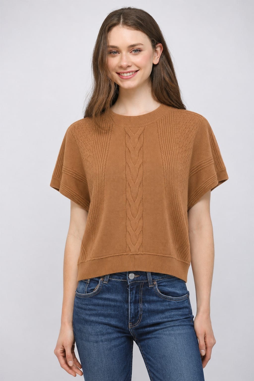 Fate Sweater Camel / S Brooke Mixed Knit Sweater