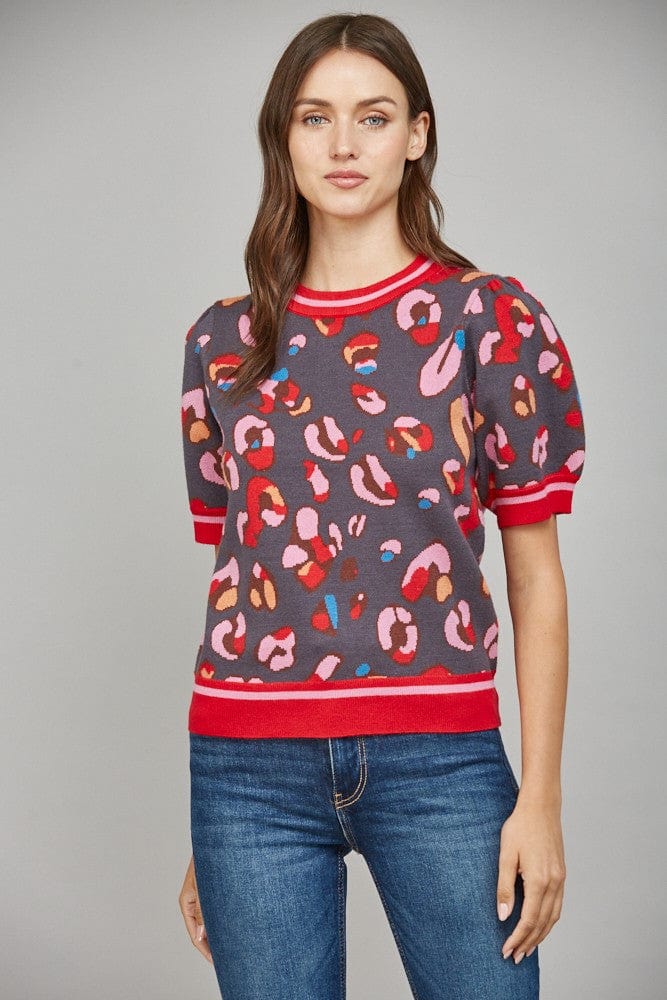Fate Sweater Charcoal Multi / S Amy Leopard Print Sweater