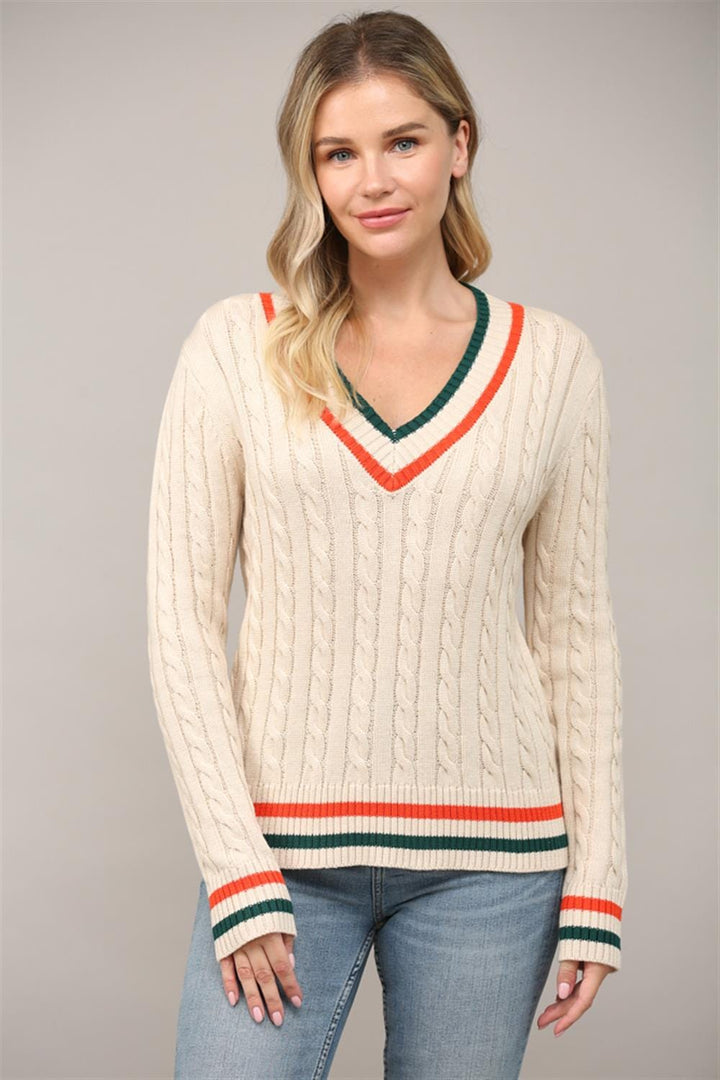 Fate Sweater Taupe / S Brianna Stripe Sweater